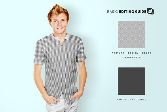 Male Y-neck Shirt Mockup in Product Mockups - product preview 8