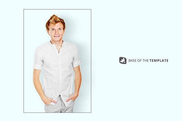 Male Y-neck Shirt Mockup in Product Mockups - product preview 10