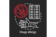 Drugs allergy chalk concept icon