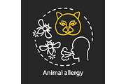 Animal allergy chalk concept icon