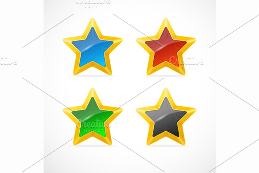 Colorful Star Icon Set. Vector in Objects - product preview 8