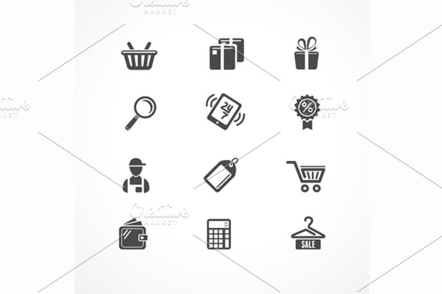 Shopping Icons Black. Vector in Graphics - product preview 8