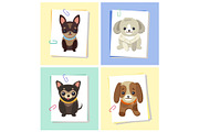Puppies and Dogs Poster Set Vector