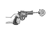 Gun shot rose flower arrow sketch
