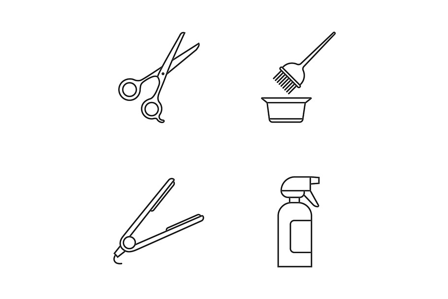 Hairdress linear icons set
