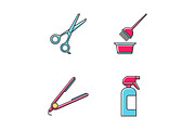 Hairdress color icons set