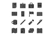 Office equipment glyph icons set
