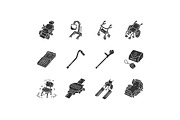 Disabled devices glyph icons set