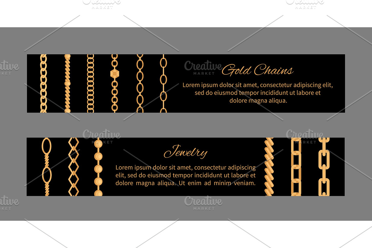 Jewelry Gold Chains Templates Vector in Illustrations - product preview 8