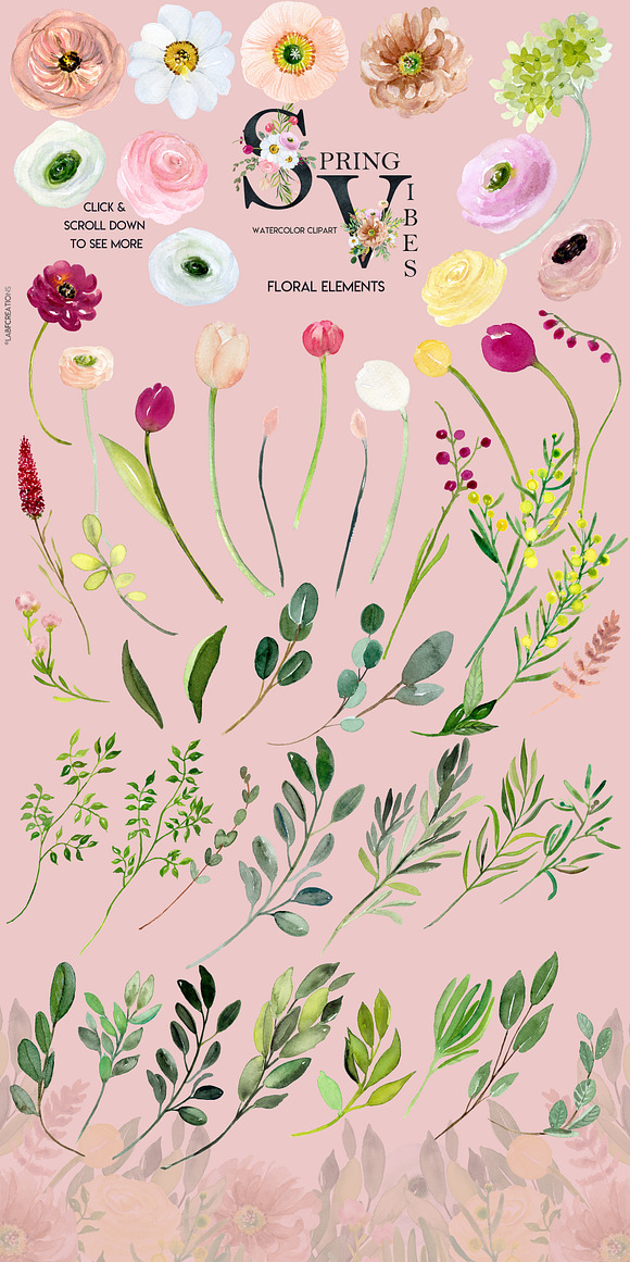 50%off Spring Vibes. Watercolor in Illustrations - product preview 1