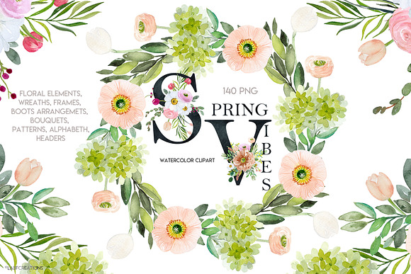 50%off Spring Vibes. Watercolor in Illustrations - product preview 2