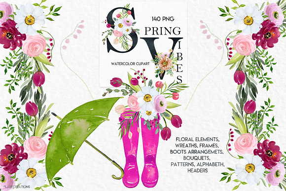 50%off Spring Vibes. Watercolor in Illustrations - product preview 7