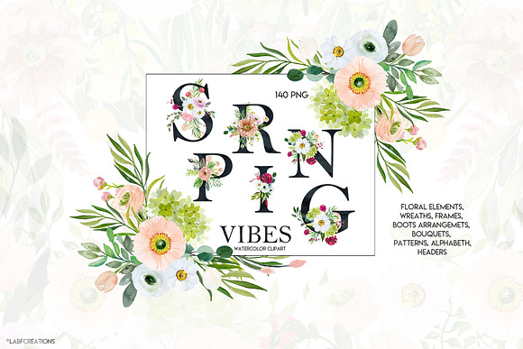 50%off Spring Vibes. Watercolor in Illustrations - product preview 9