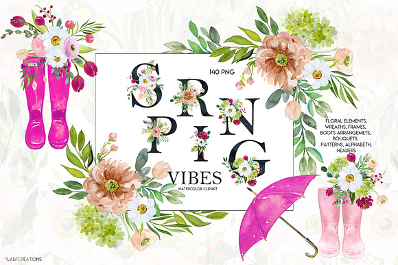 50%off Spring Vibes. Watercolor in Illustrations - product preview 17