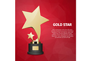 Gold Star Vector Web Banner with