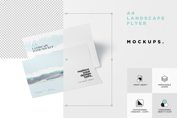A4 Landscape Flyer Mockups in Branding Mockups - product preview 5