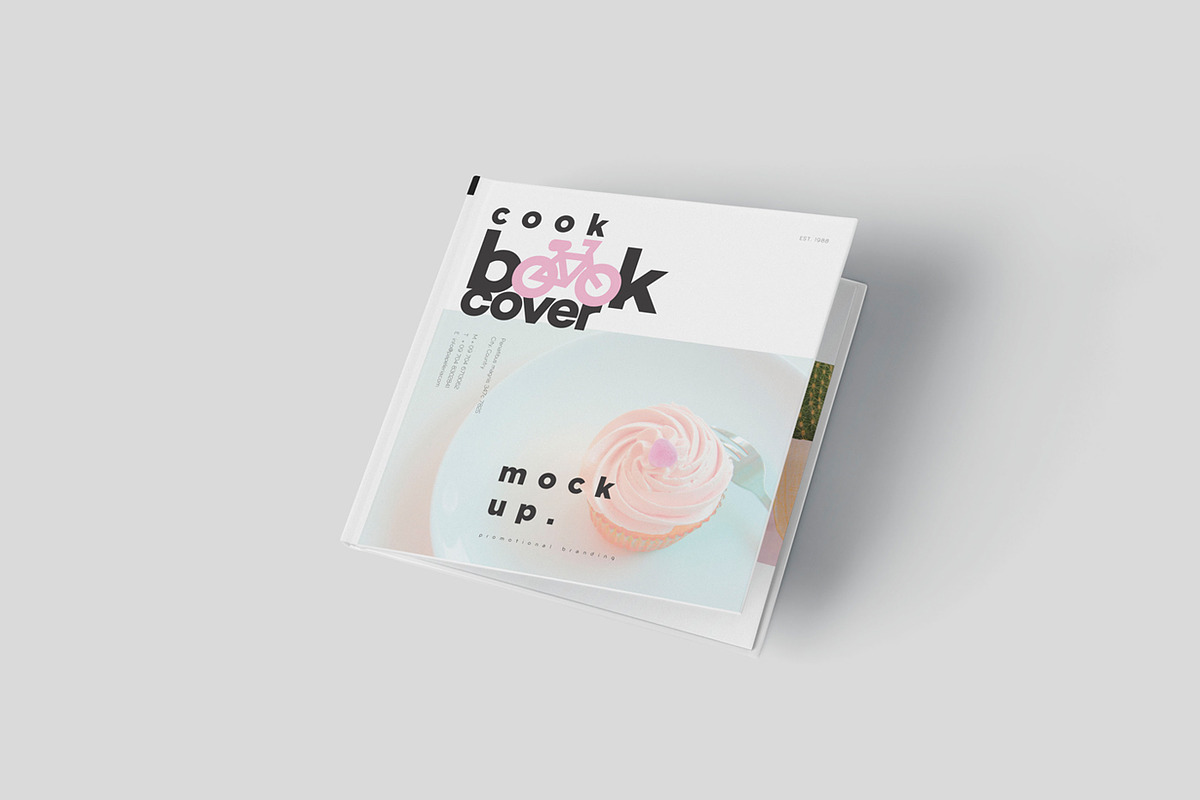 Square Hardcover Book Cover Mockups in Branding Mockups - product preview 8
