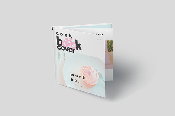 Square Hardcover Book Cover Mockups in Branding Mockups - product preview 3
