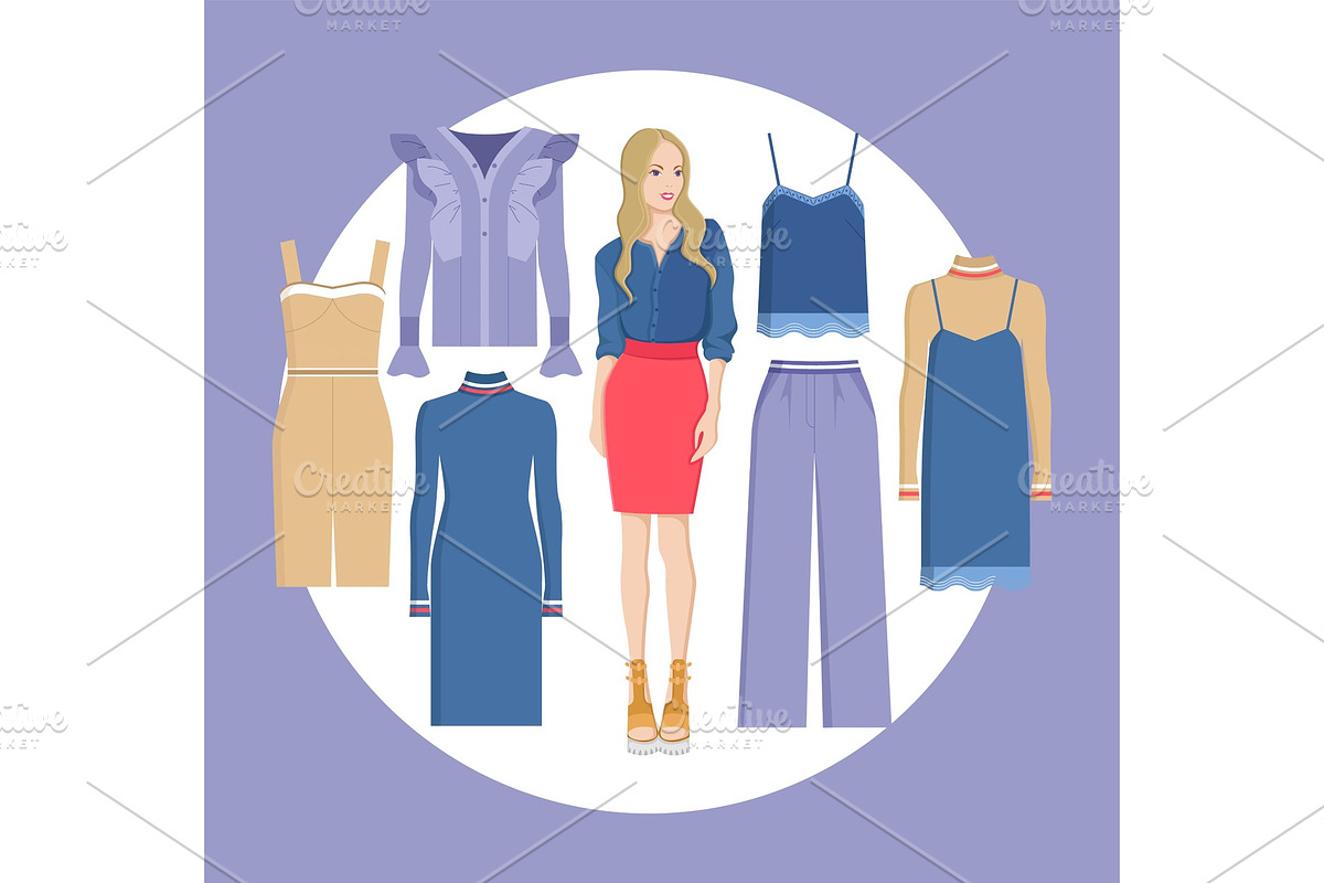 Woman and Choice of Clothes Vector in Illustrations - product preview 8