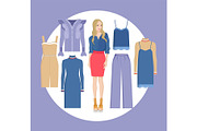 Woman and Choice of Clothes Vector
