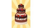Three-Tier Cake with Chocolate and