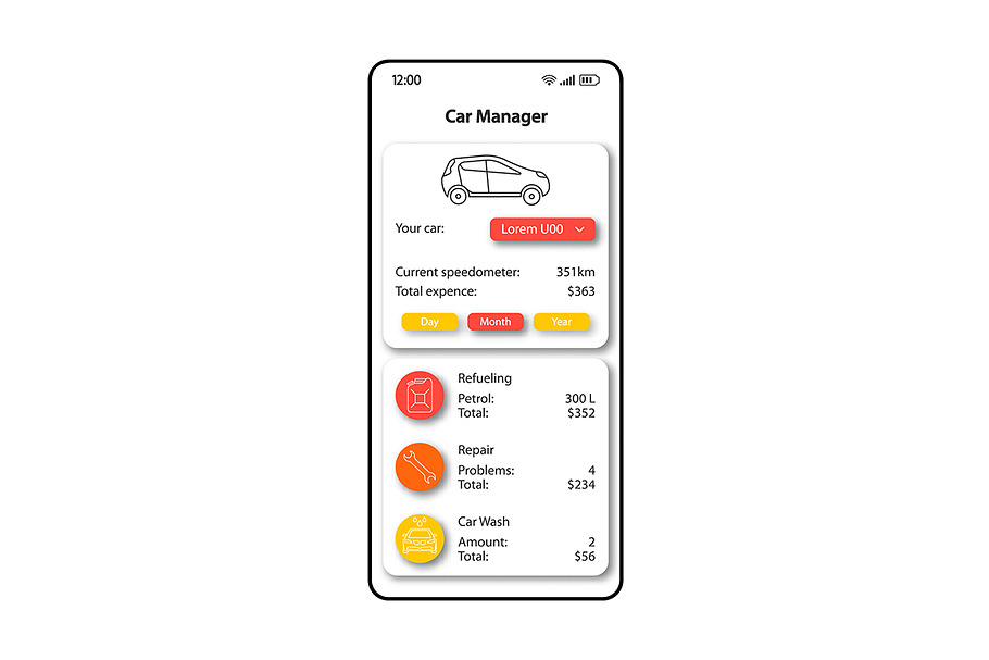Car maintenance manager interface in Mobile & Web Mockups - product preview 8
