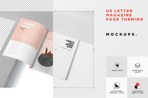 US Letter Magazine Page Mockups in Branding Mockups - product preview 5