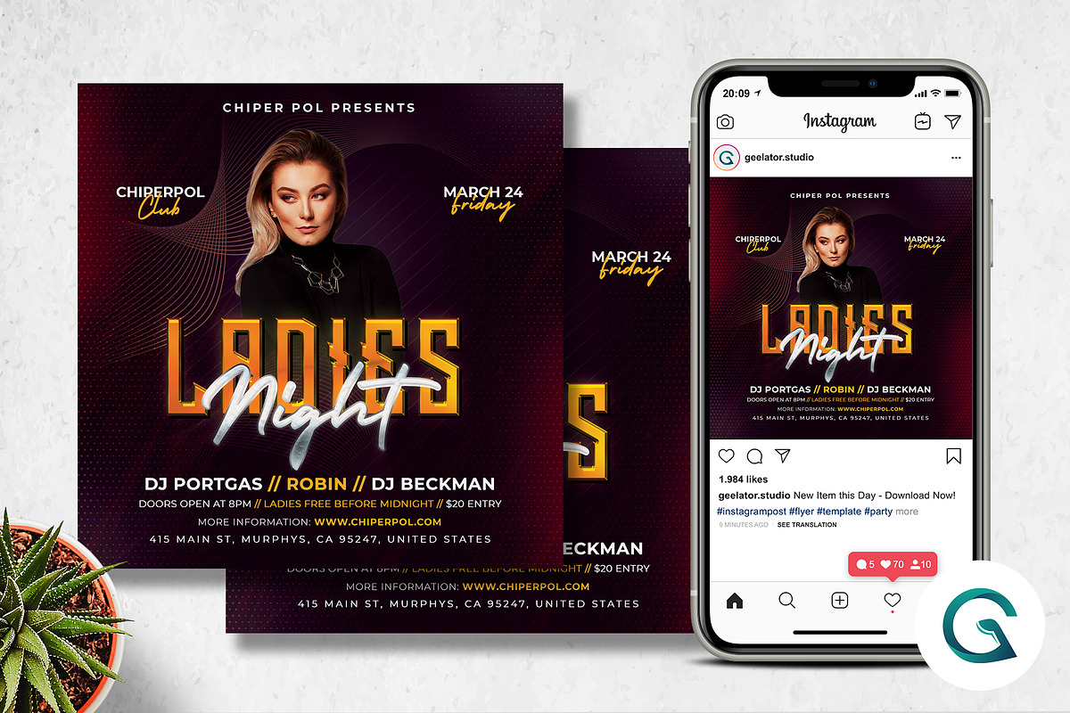 Ladies Night Party Flyer Template in Flyer Templates - product preview 8