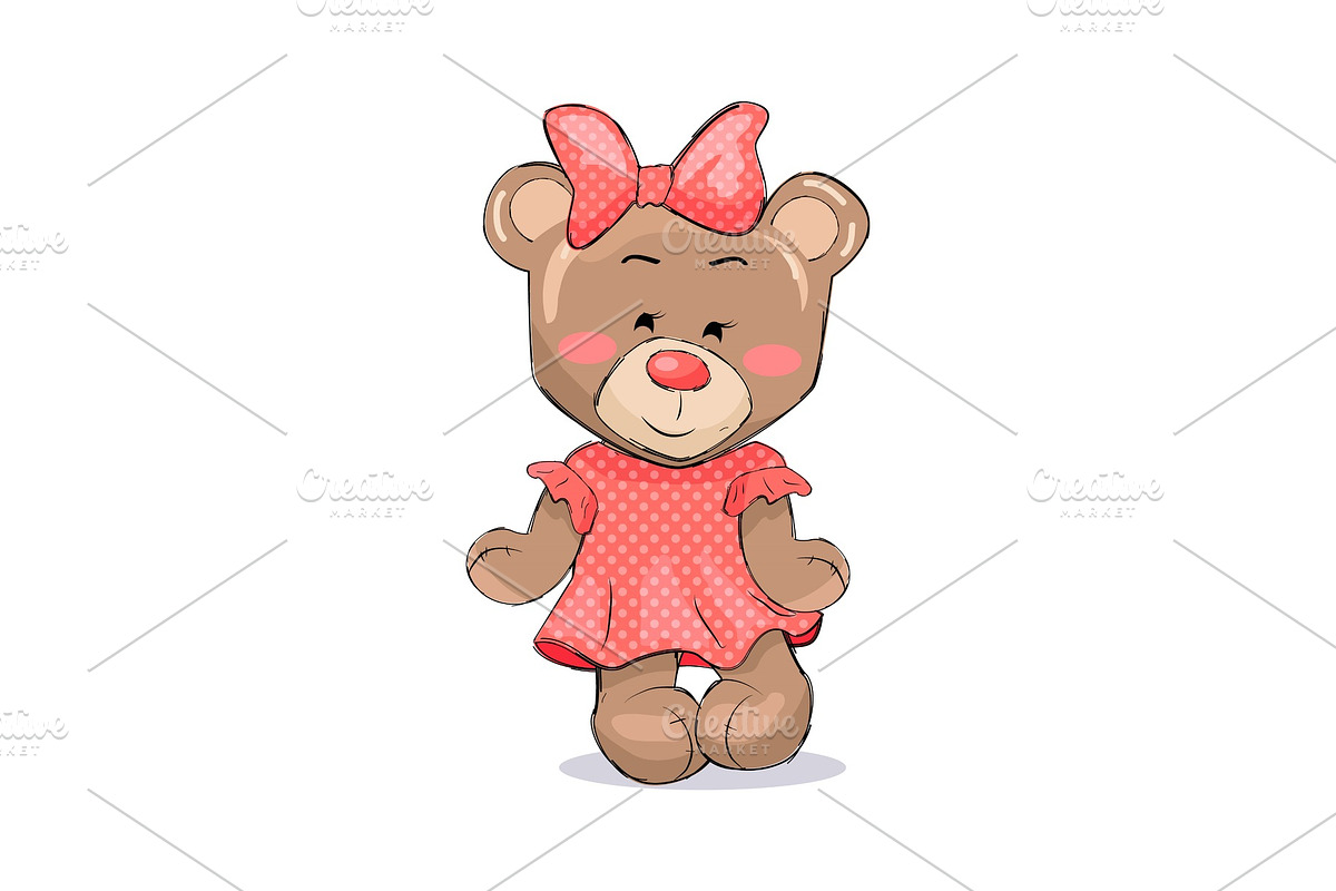 Fluffy Bear Female Animal in Pink in Objects - product preview 8