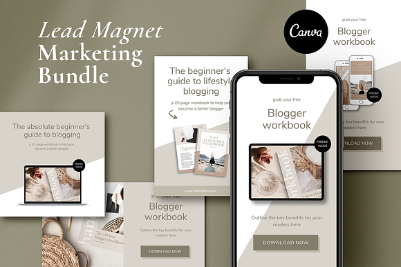 Lead Magnet Marketing Bundle | CANVA in Pinterest Templates - product preview 1