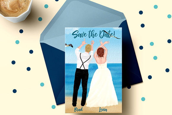 Wedding clipart Bride and Groom in Illustrations - product preview 4