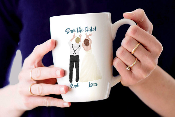 Wedding clipart Bride and Groom in Illustrations - product preview 6