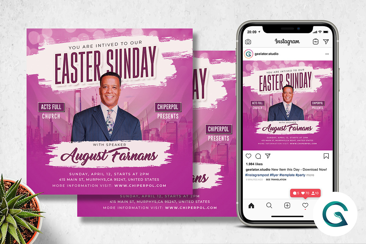 Easter Sunday Flyer Template in Flyer Templates - product preview 8