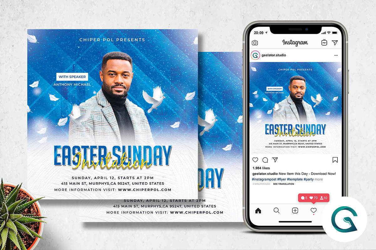 Easter Sunday Invitation Flyer Templ in Flyer Templates - product preview 8