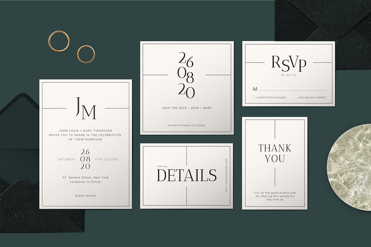 Elegant Wedding Invitation Set in Wedding Templates - product preview 8