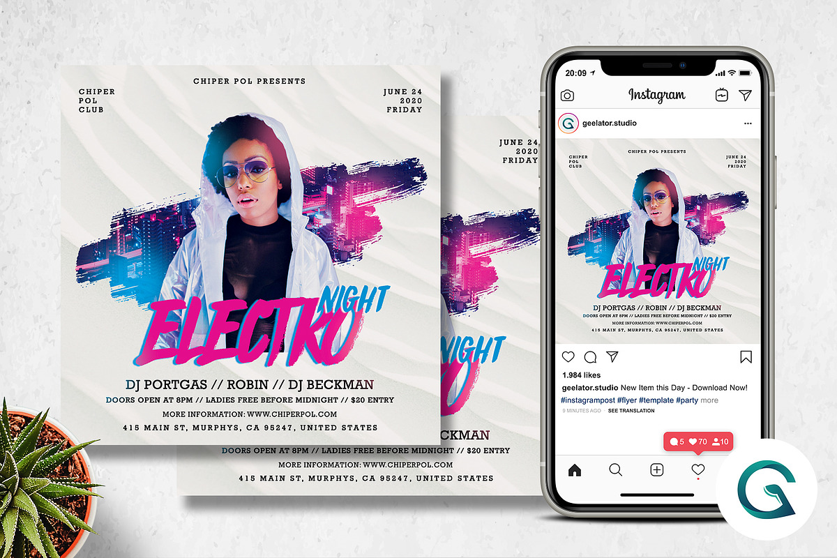 Electro Night Flyer Template in Flyer Templates - product preview 8