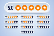 Set of rating labels with stars.