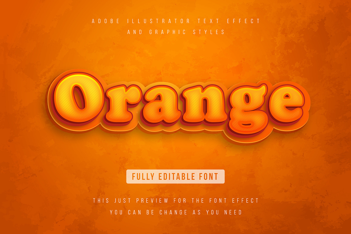 Orange 3d Text effect, Editable text in Add-Ons - product preview 8