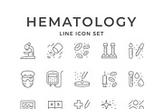 Set line icons of hematology