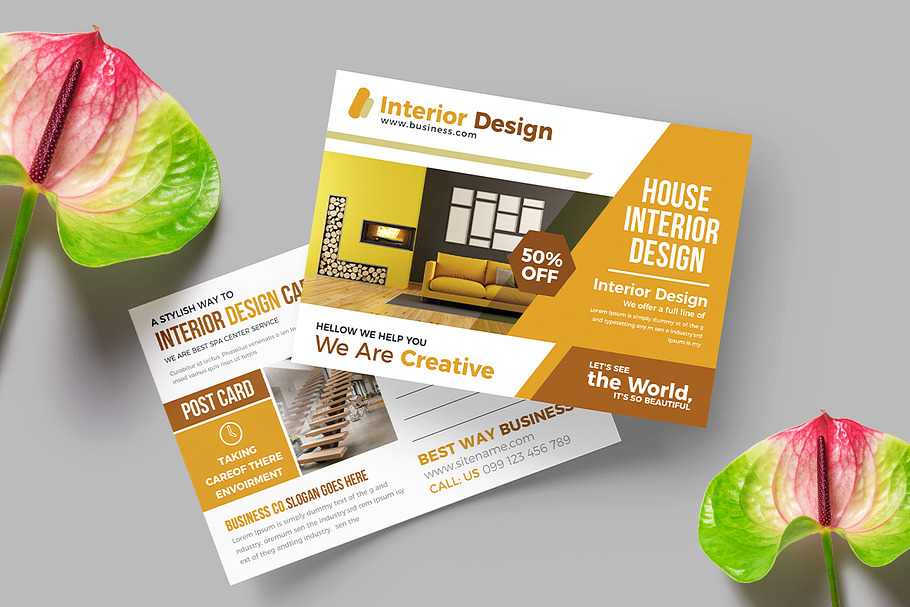 Interior Design Postcard in Postcard Templates - product preview 8