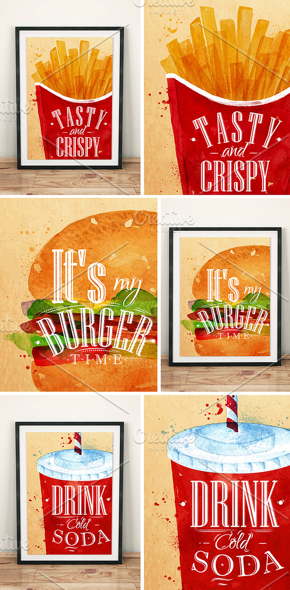 Fast Food Watercolor in Illustrations - product preview 5