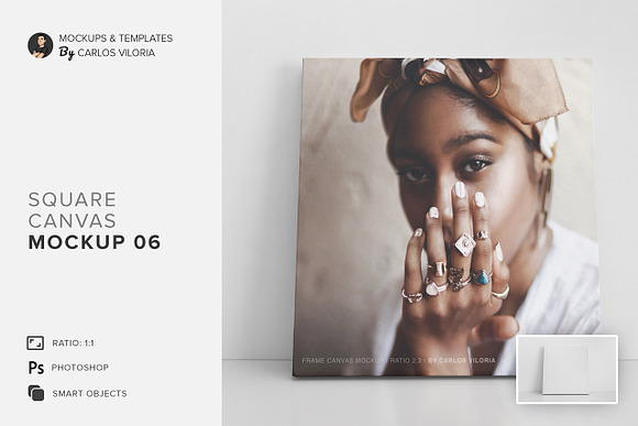 Square Canvas Ratio 1x1 Mockup 06 in Print Mockups - product preview 4
