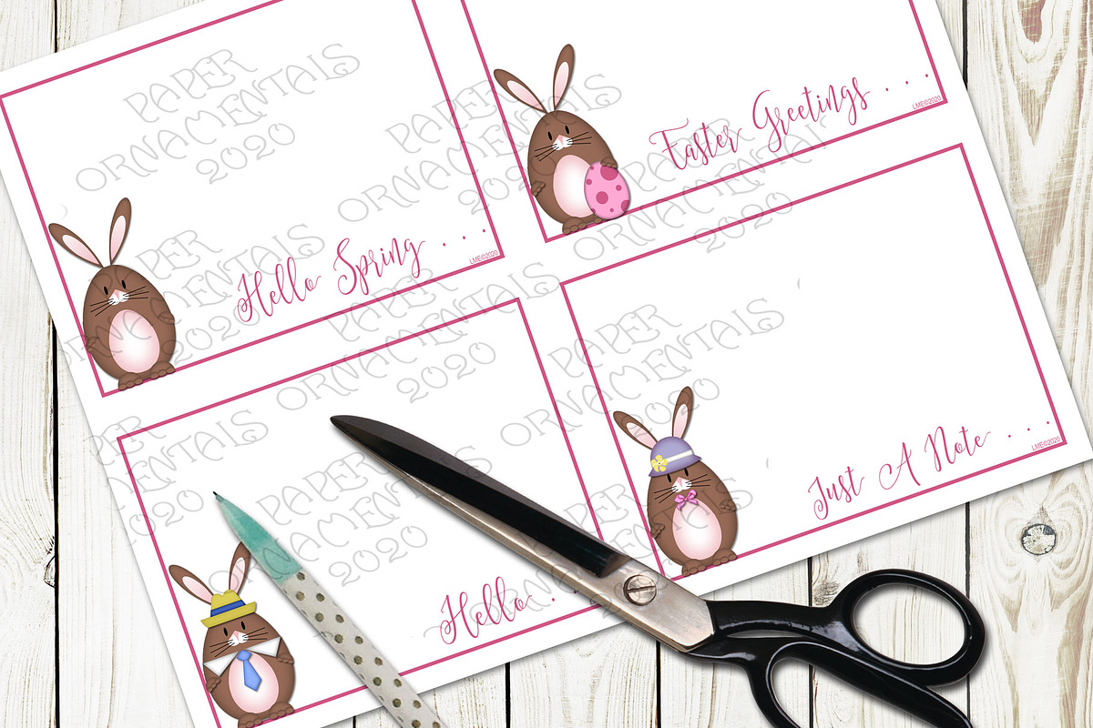 Flat Note Card, Brown Easter Bunny in Objects - product preview 8