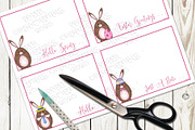 Flat Note Card, Brown Easter Bunny