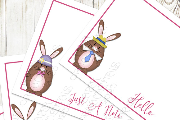 Flat Note Card, Brown Easter Bunny in Objects - product preview 1