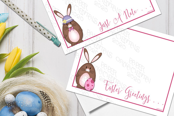 Flat Note Card, Brown Easter Bunny in Objects - product preview 4
