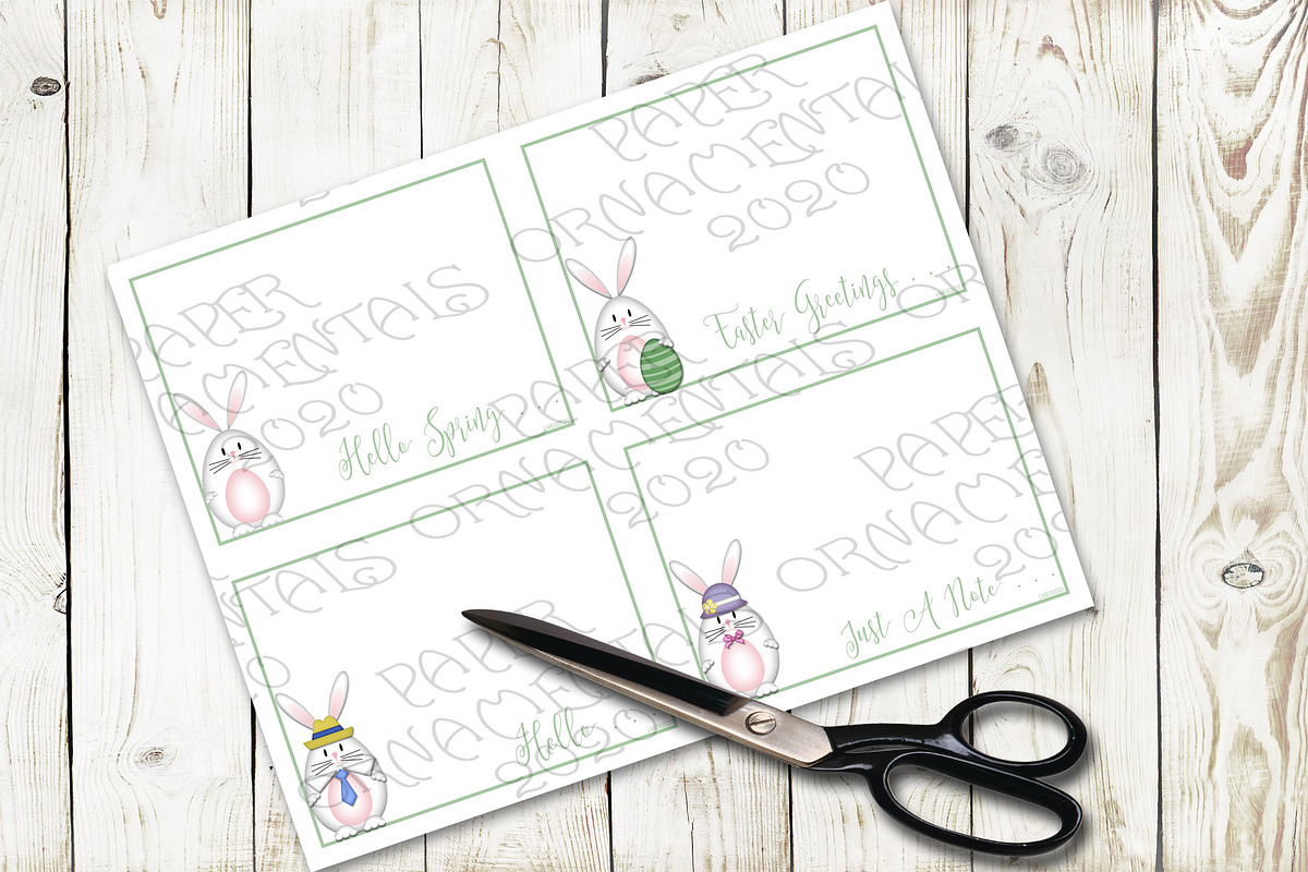 Flat Note Card, White Easter Bunny in Objects - product preview 8