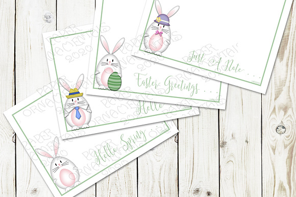 Flat Note Card, White Easter Bunny in Objects - product preview 1