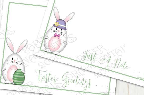 Flat Note Card, White Easter Bunny in Objects - product preview 2