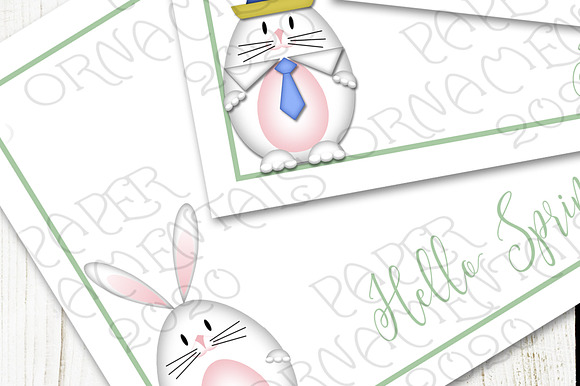 Flat Note Card, White Easter Bunny in Objects - product preview 3